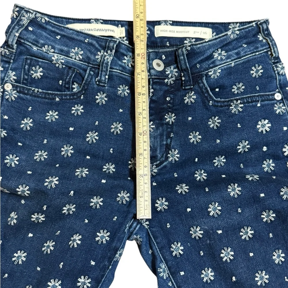 Pilcro Embroidered High-Rise Cropped Starbursts Pattern‎ Bootcut Jeans Sz 26